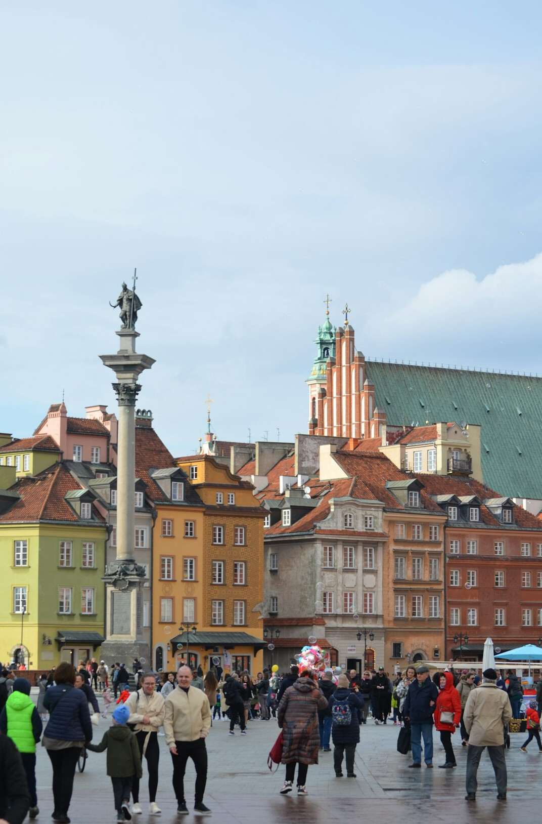 Documentary photograph of a busy Polish old town market square