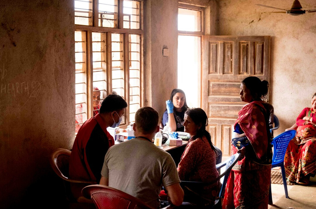 group of locals talking