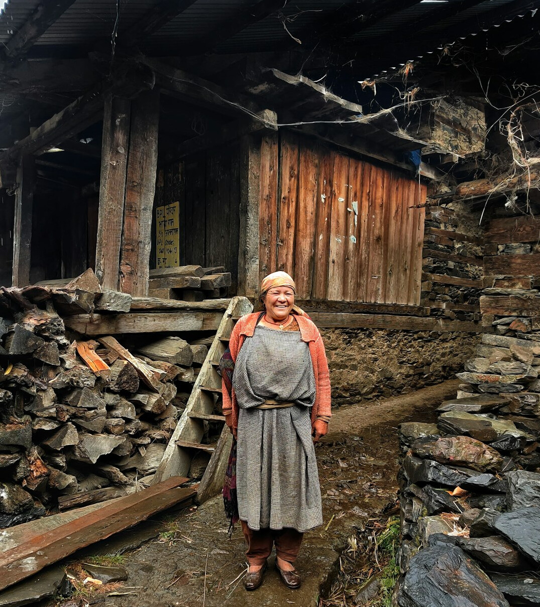 elderly woman portrait in village