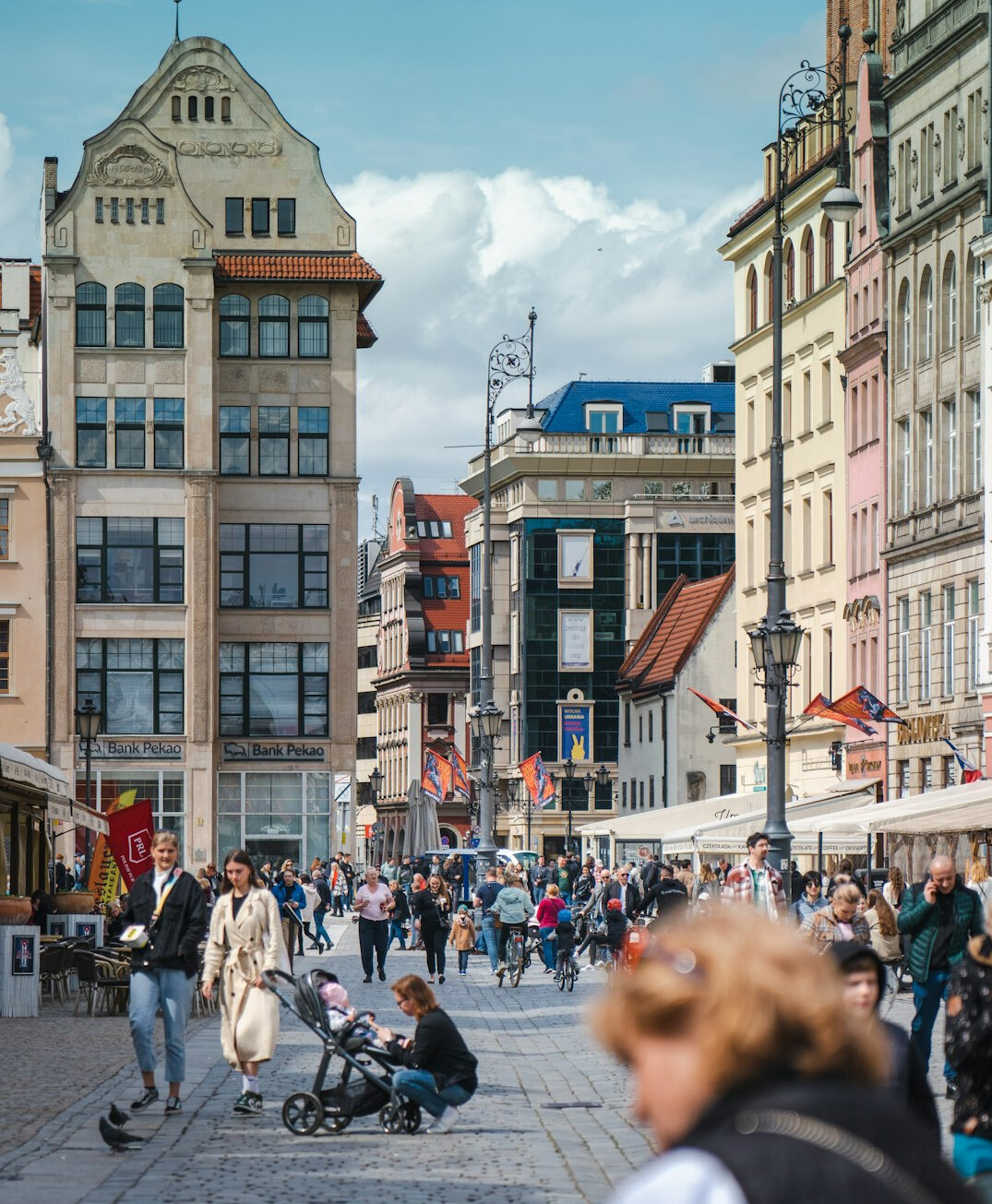 Street photography of a Polish city neighborhood