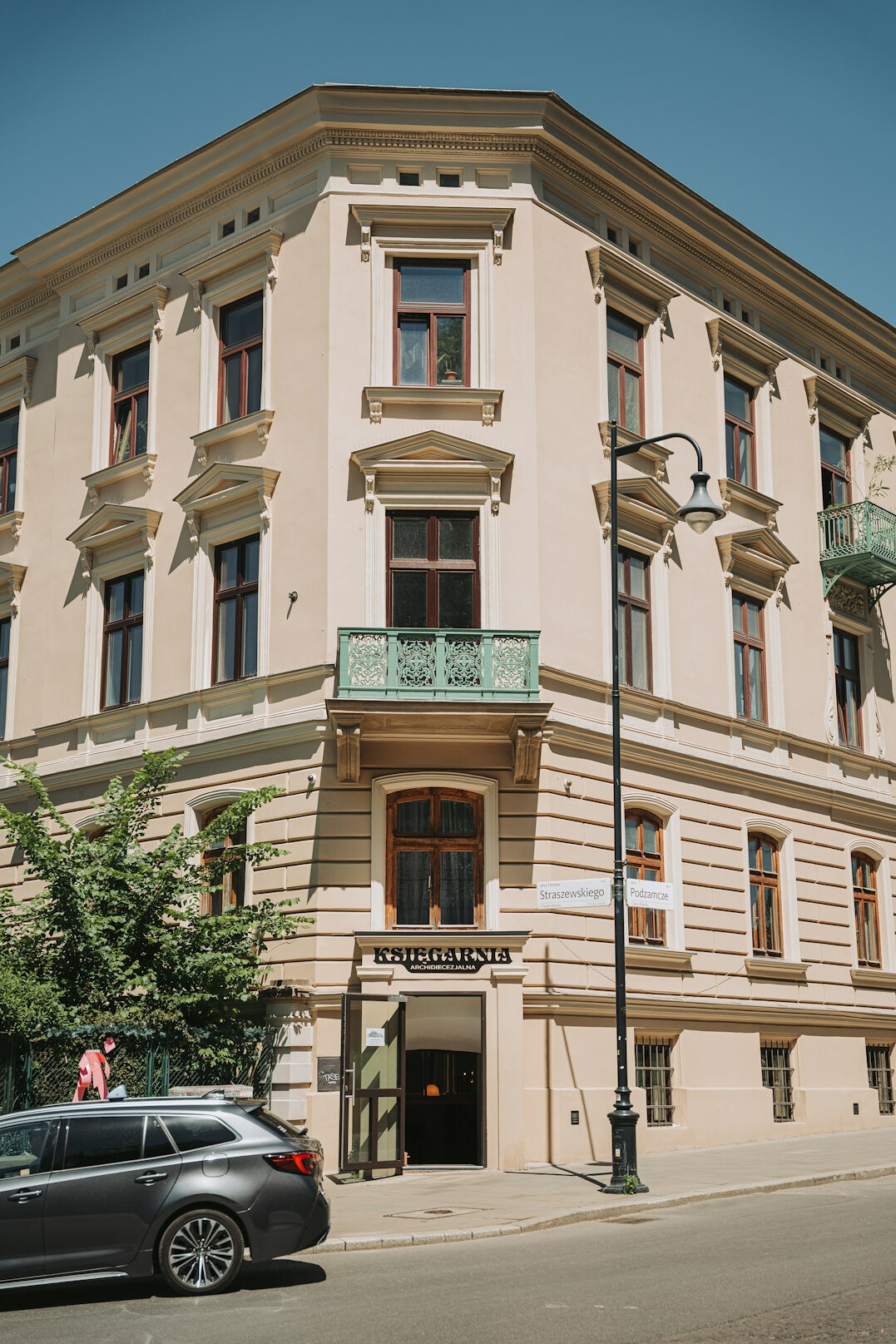 Exterior of a historic building on a Polish street